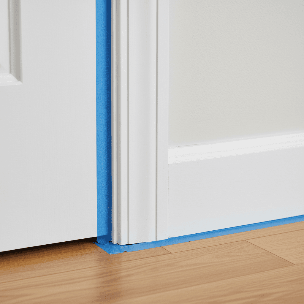 Close-up of crisp painted trim and baseboard