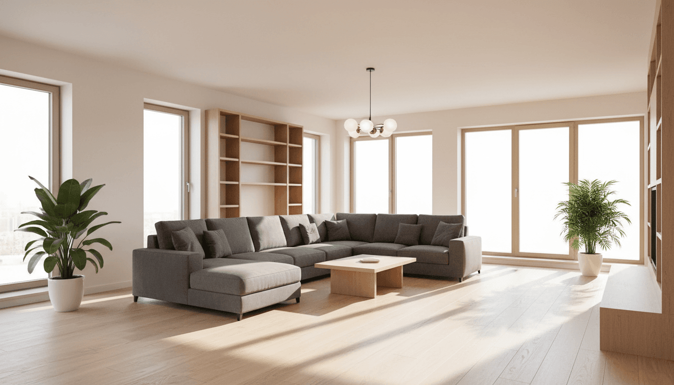 Freshly painted living room in soft white